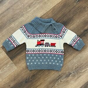 NWT Janie & Jack Winter Train Knit Sweater Christmas Holiday Top Shirt 3-6m